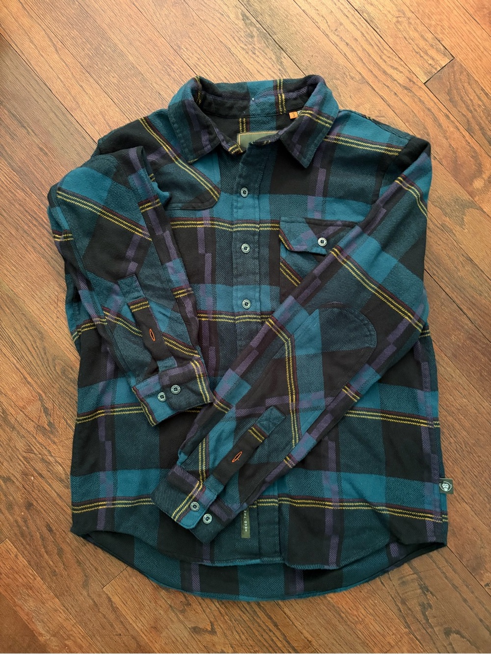 Howler Brothers Teal, Black and Purple Plaid Button-Down Shirt